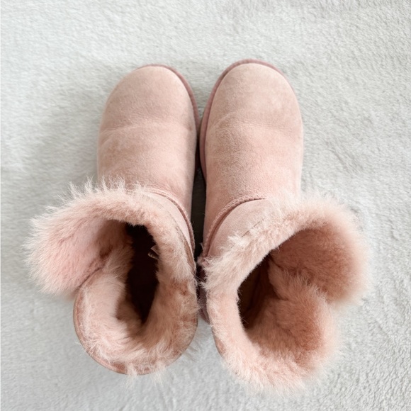 UGG Mini Bailey Button Boots Blush Pink Suede Women’s Size 7 - Picture 13 of 13